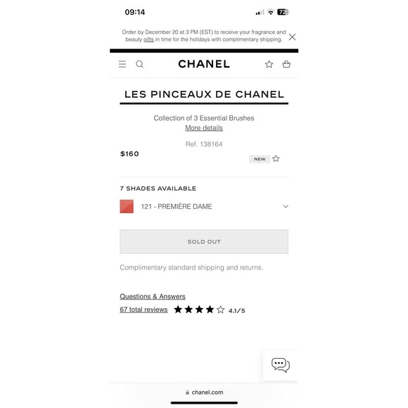 Chanel Makeup Brush Set Mirror 121 premiere Dame foundation powder eyeshadow - Picture 7 of 10